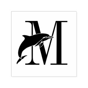 Springender Delphin über einzelnes fettes Initial- Permastempel