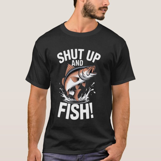 Springender Fisch mit lustigem Zitat für Angler T-Shirt (Vorderseite)