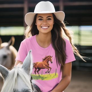 Springender Gaul am Weidezaun - Pferde Design T-Shirt