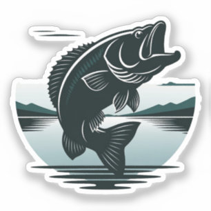Springender Großmäuliger Bass Angeln Minimalist Aufkleber