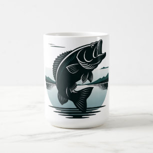 Springender Großmäuliger Bass Angeln Minimalist Kaffeetasse