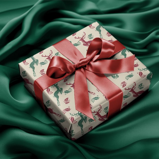 Springender Hirsch und Stechpalme Geschenkpapier (Von Creator hochgeladen)