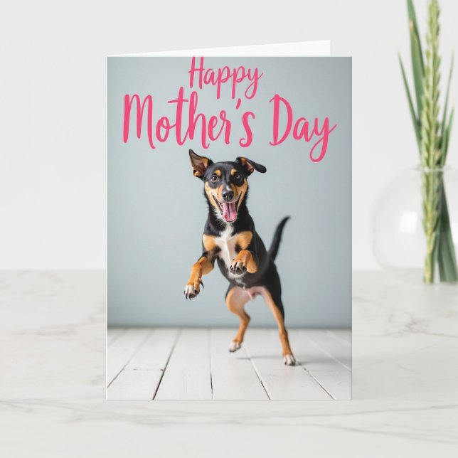 Springender Hund Muttertagskarte Karte (Vorderseite)