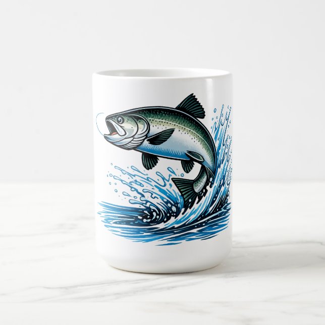 Springender Lachs Spritzer Geschenk für Fischer Ku Kaffeetasse (Mittel)
