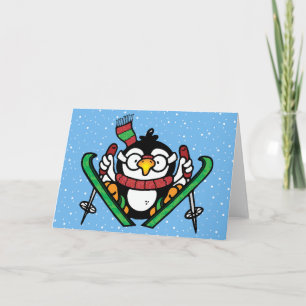 Springender Pinguin Feiertagskarte
