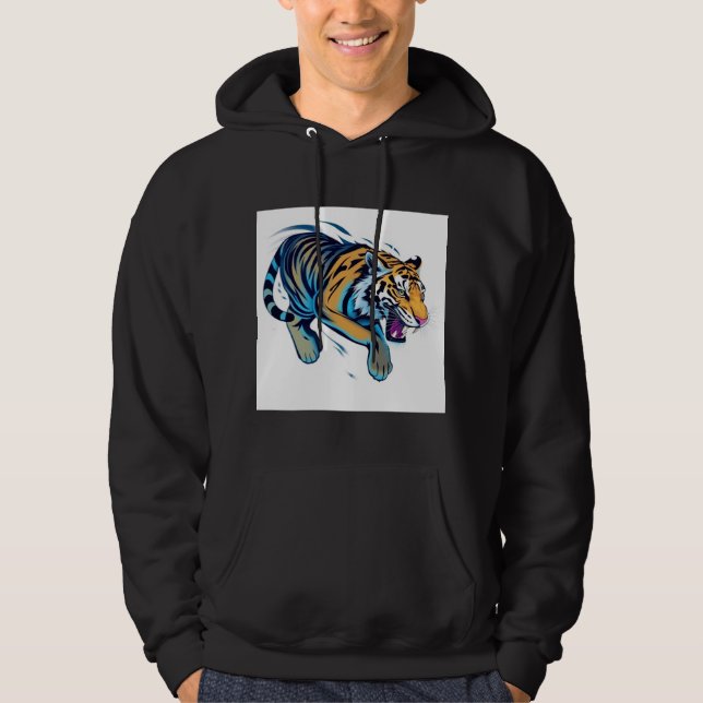 Springender Tiger Hoodie (Vorderseite)