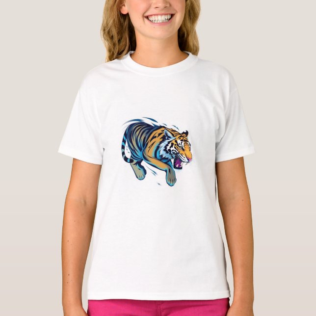 Springender Tiger T-Shirt (Vorderseite)