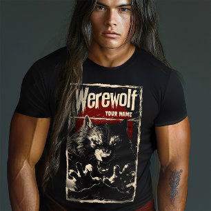 Springender Werwolf im Vollmond Vintage-Monster T-Shirt