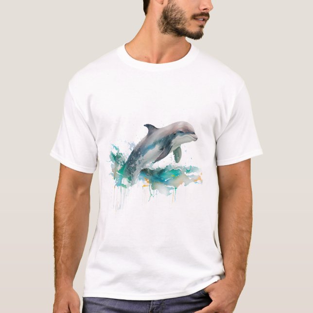 Springendes Delfin-Geschenkidee T-Shirt (Vorderseite)