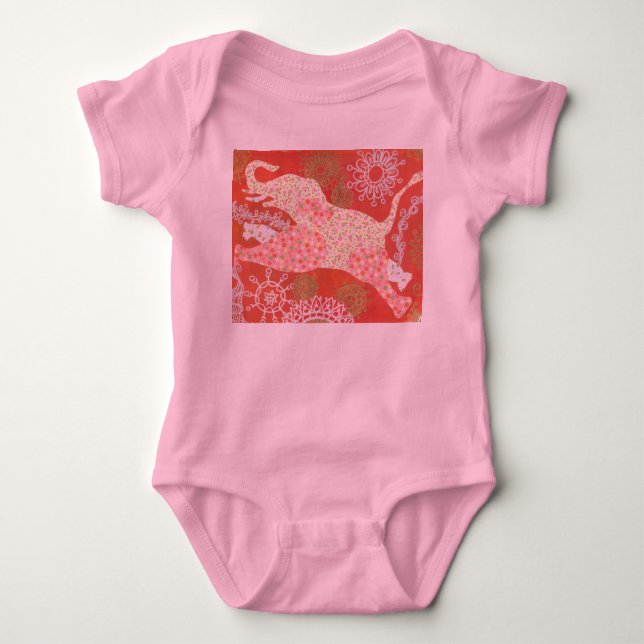 springendes glückliches Elefantbaby Baby Strampler (Vorderseite)