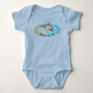 Springendes Regenbogenforelle-Fliegen-Fischen Baby Strampler