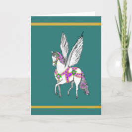Springendes Vintage-Karussell-Pegasus-Pferd-Karte Karte