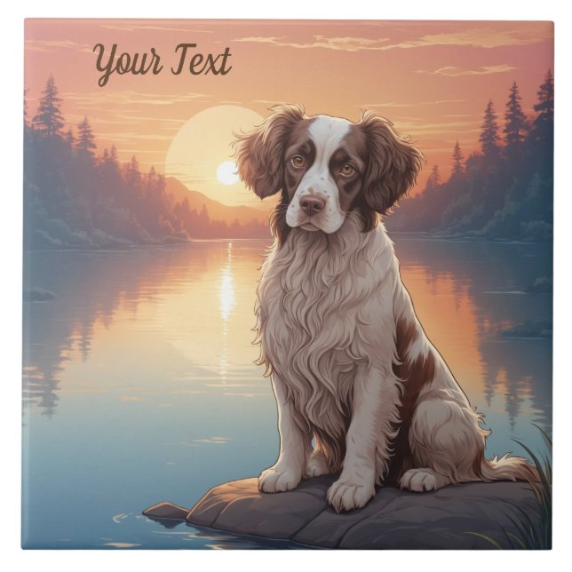 Springer Spaniel am See Fliese (Vorderseite)