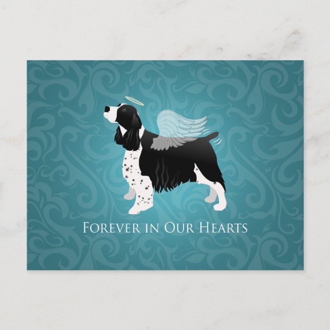 Springer Spaniel Angel Dog Pet Memorial Design Postkarte (Vorderseite)