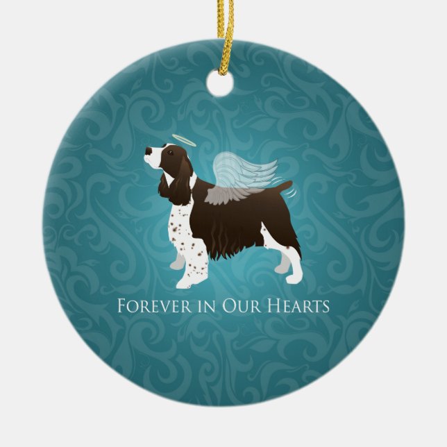 Springer Spaniel Angel - Memorial für Haustiere Keramikornament (Vorne)