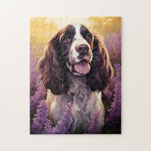 Springer Spaniel auf dem Lavenderfeld Puzzle