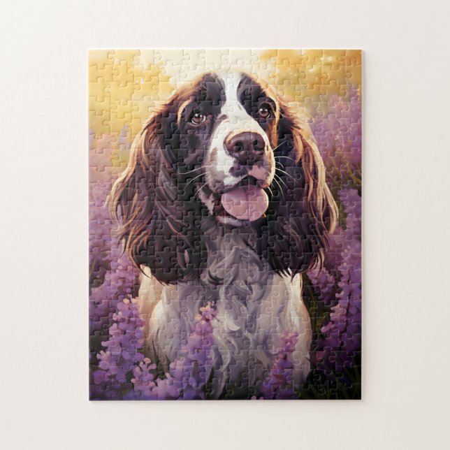 Springer Spaniel auf dem Lavenderfeld Puzzle (Vertikal)