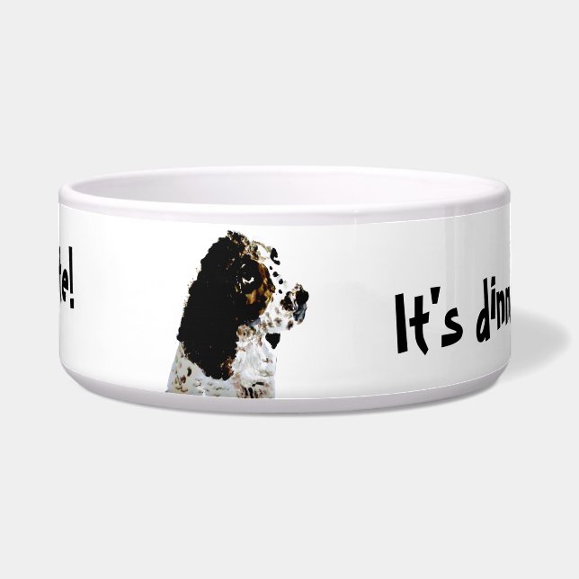 Springer Spaniel Black and White Dog Art Napf (Vorderseite)