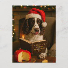 Springer Spaniel 'Cheese Tax' Christmas postcard Postkarte