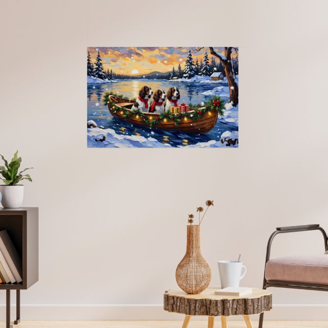 Springer Spaniel Christmas Boat Holiday Poster (Wohnzimmer 3)