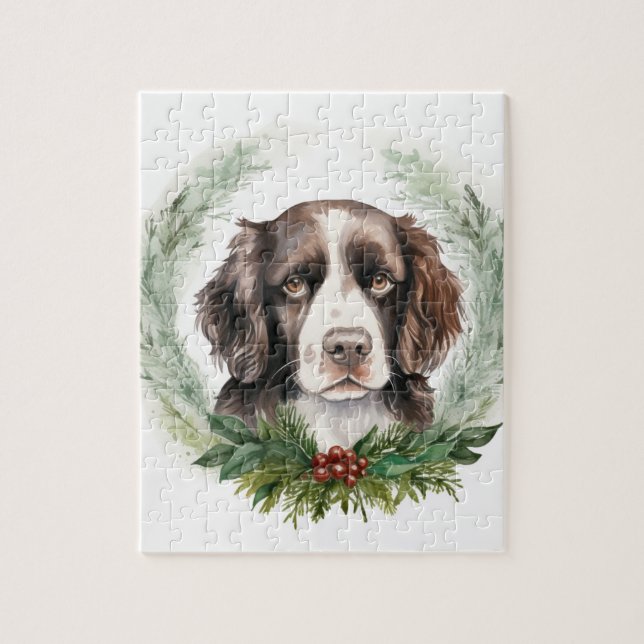 Springer spaniel Christmas Wreath Festivals Puzzle (Vertikal)