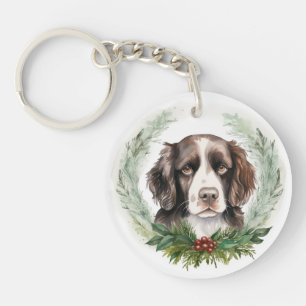 Springer spaniel Christmas Wreath Festivals Schlüsselanhänger