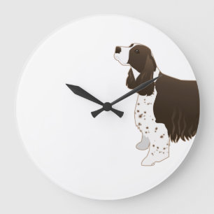 Springer Spaniel Dog Basic Breed Silhouette Brown Große Wanduhr