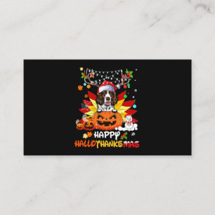 Springer Spaniel Dog Halloween And Merry Christmas Visitenkarte