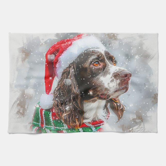 Springer Spaniel Dog Weihnachtsfest Geschirrtuch (Horizontal)