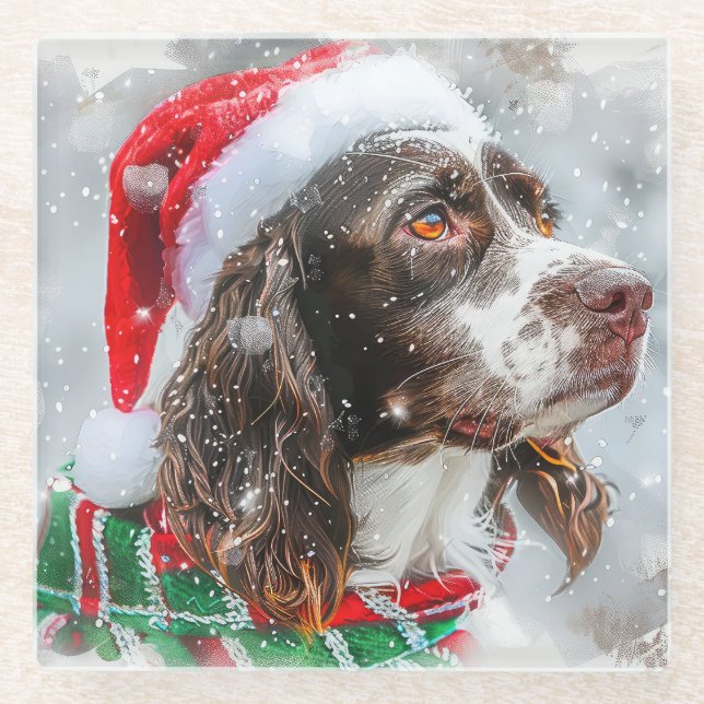Springer Spaniel Dog Weihnachtsfest Glasuntersetzer (Vorderseite)