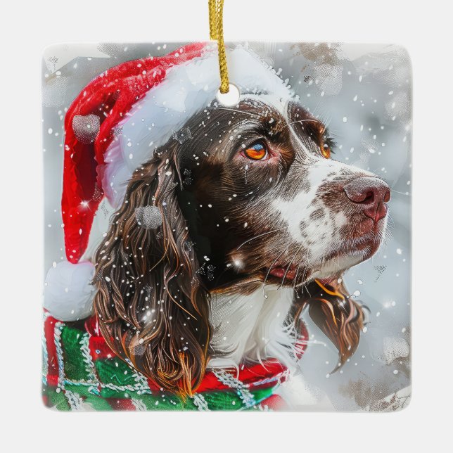 Springer Spaniel Dog Weihnachtsfest Keramikornament (Vorderseite)