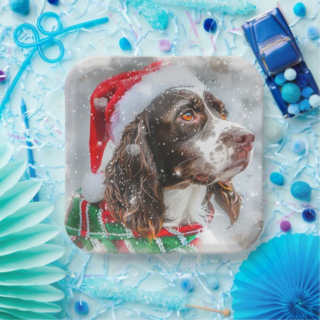 Springer Spaniel Dog Weihnachtsfest Pappteller (Party)