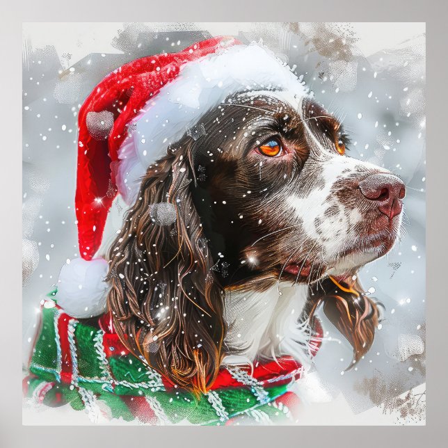 Springer Spaniel Dog Weihnachtsfest Poster (Vorne)