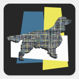 Springer Spaniel Dog Y&B Grid Tricolor Quadratischer Aufkleber