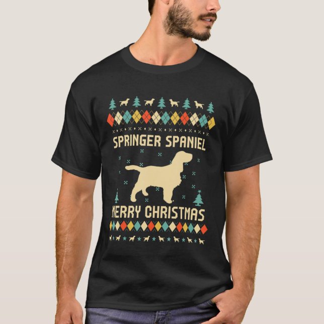 Springer Spaniel Funny Ugly Christmas Sweater Vint T-Shirt (Vorderseite)