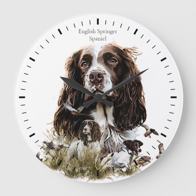 Springer Spaniel Große Wanduhr (Vorderseite)