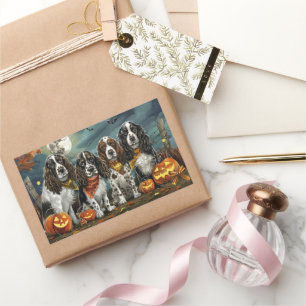 Springer Spaniel Halloween Gruselig Rechteckiger Aufkleber