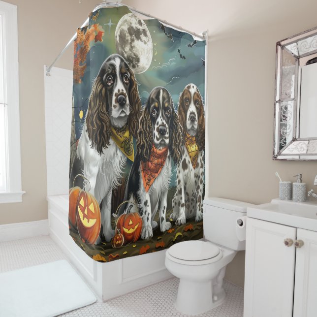 Springer Spaniel Halloween Spooky Duschvorhang (Beispiel)