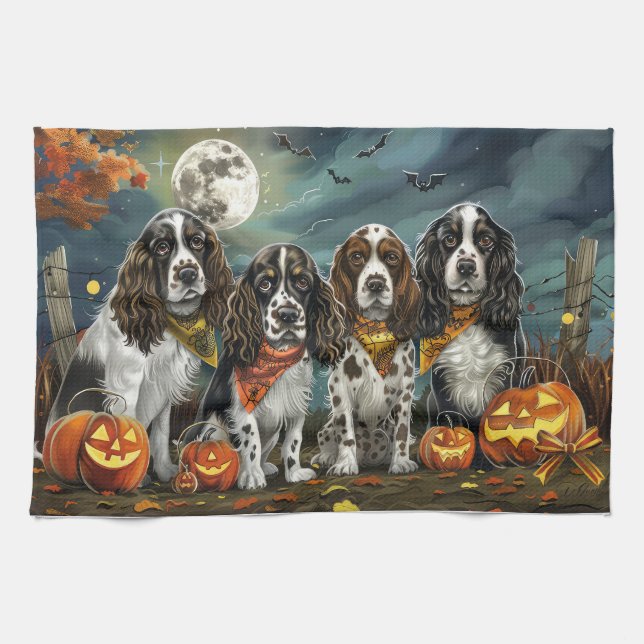 Springer Spaniel Halloween Spooky Geschirrtuch (Horizontal)