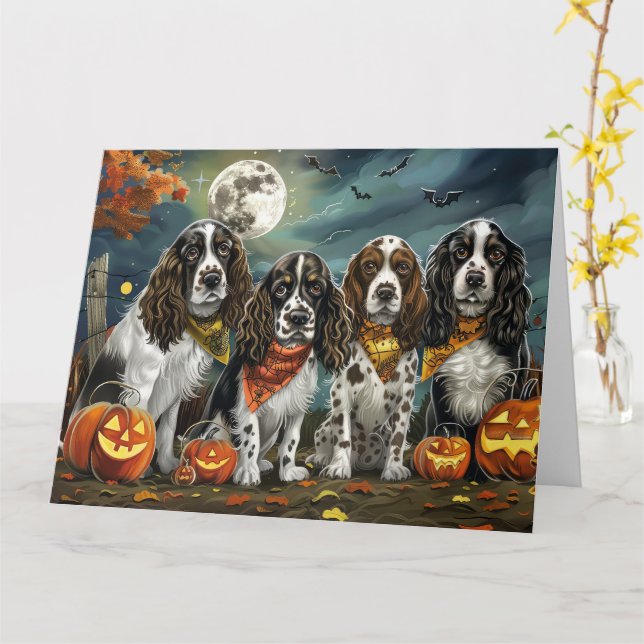 Springer Spaniel Halloween Spooky Karte (Gelbe Blume)
