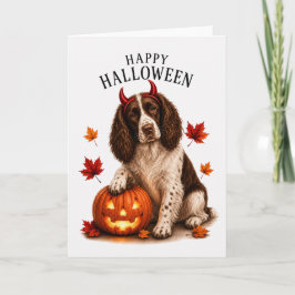 Springer Spaniel Halloween Teufelshund Karte