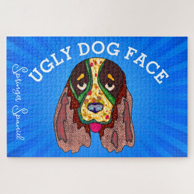 Springer Spaniel hässlicher Hund Gesicht 1000 Stüc Puzzle (Horizontal)