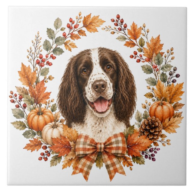 Springer Spaniel Herbst Fliese (Vorderseite)