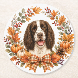 Springer Spaniel Herbst-Getränkeuntersetzer Runder Pappuntersetzer