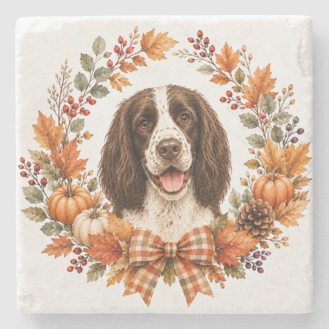 Springer Spaniel Herbst-Untersetzer Steinuntersetzer (Vorderseite)