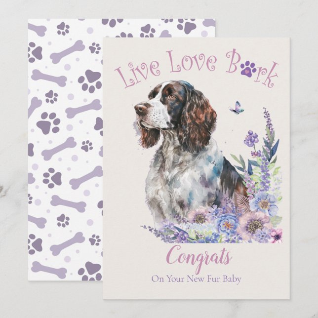 Springer Spaniel Hund Adoption, Gotcha Tag Karte (Vorne/Hinten)