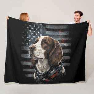 Springer Spaniel Hund Amerikanische Flagge Fleecedecke