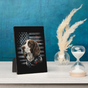 Springer Spaniel Hund Amerikanische Flagge Fotoplatte