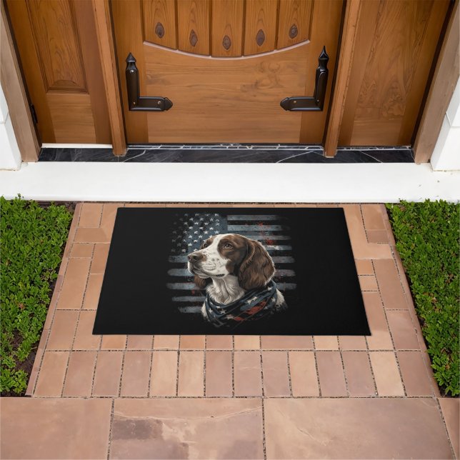 Springer Spaniel Hund Amerikanische Flagge Fußmatte (Außenbereich)