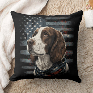 Springer Spaniel Hund Amerikanische Flagge Kissen